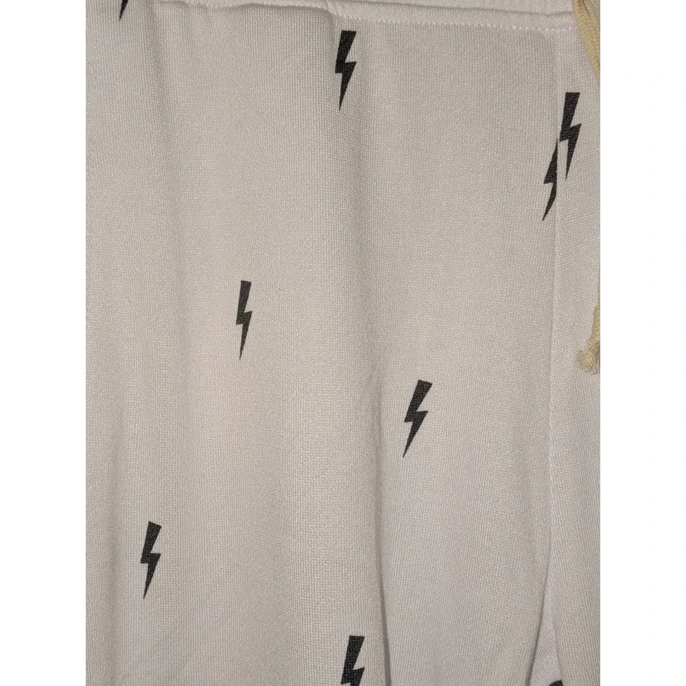 Theo & Spence White Lightning Bolt Print‎ Jogger Lounge Pants - L NWT $54